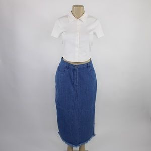 90s Vintage Christopher & Banks blue denim skirt